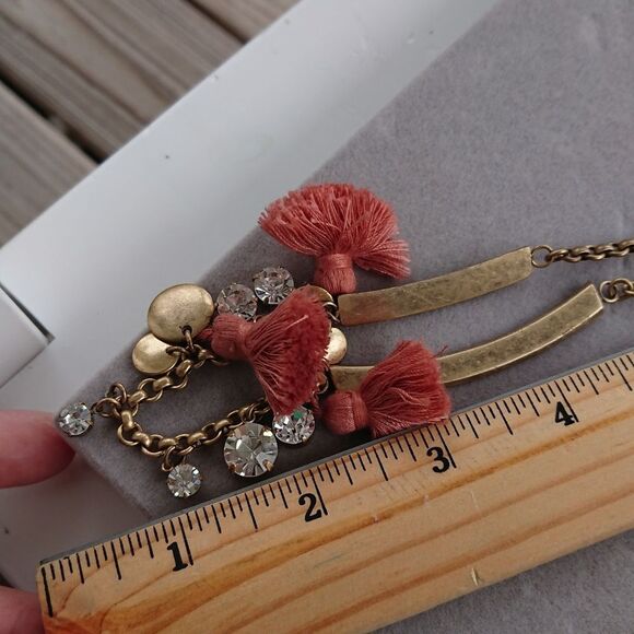 J. Crew Tassel Statement Rhinestone Necklace - Picture 4 of 8